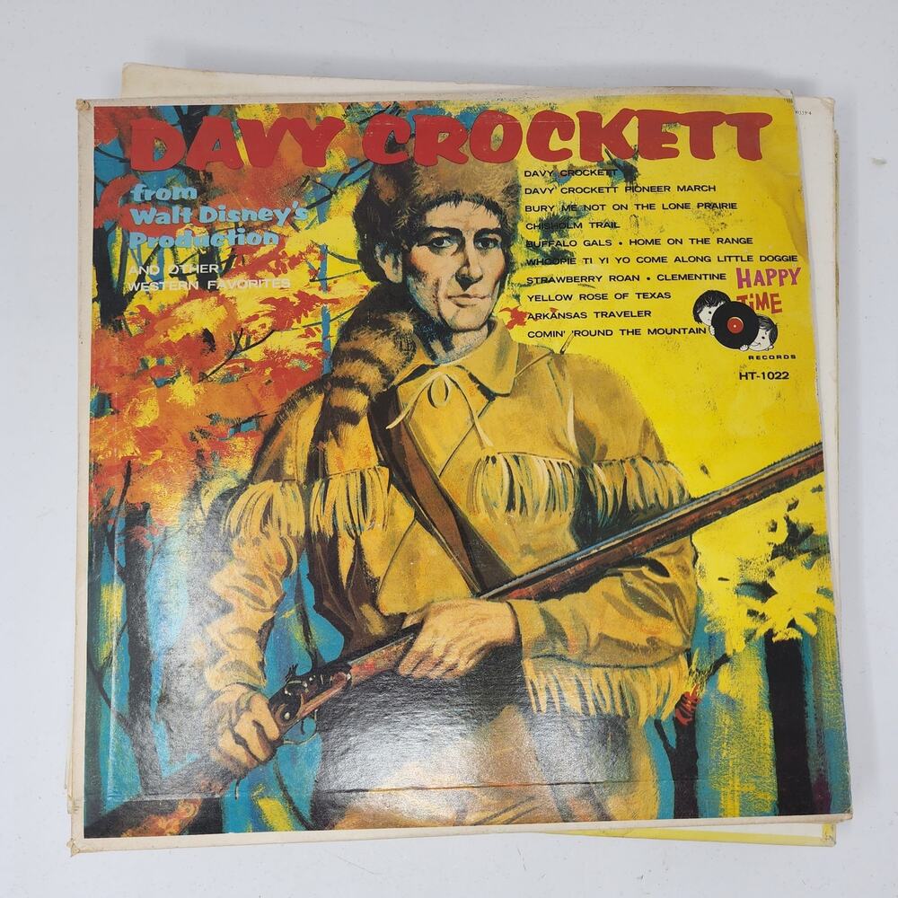 Vintage Davy Crockett Walt Disney Vinyl Record